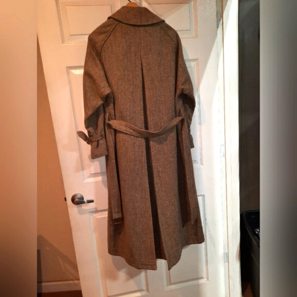 Womens vintage Cesarani houndstooth fabric Trench Coat size large - Picture 4 of 8